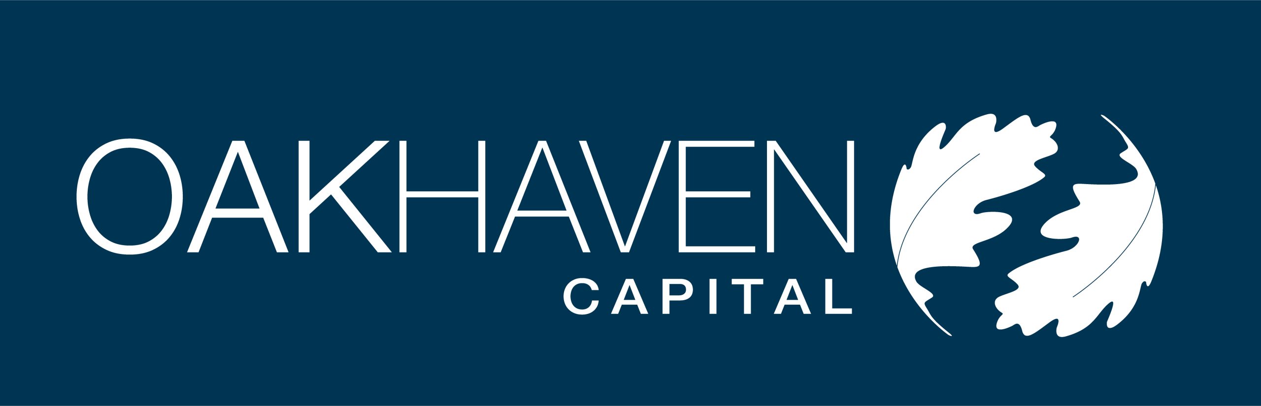 Oakhaven Capital Logo - for PPT - white on blue 2